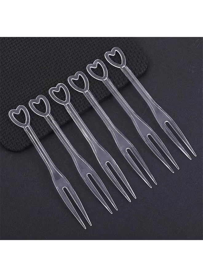 100PCS Disposable Plastic Fruit Forks, Mini Cake Forks Tasting Appetizer Cocktail Forks Picks Small Dessert Food Picks Sticks - Image 5